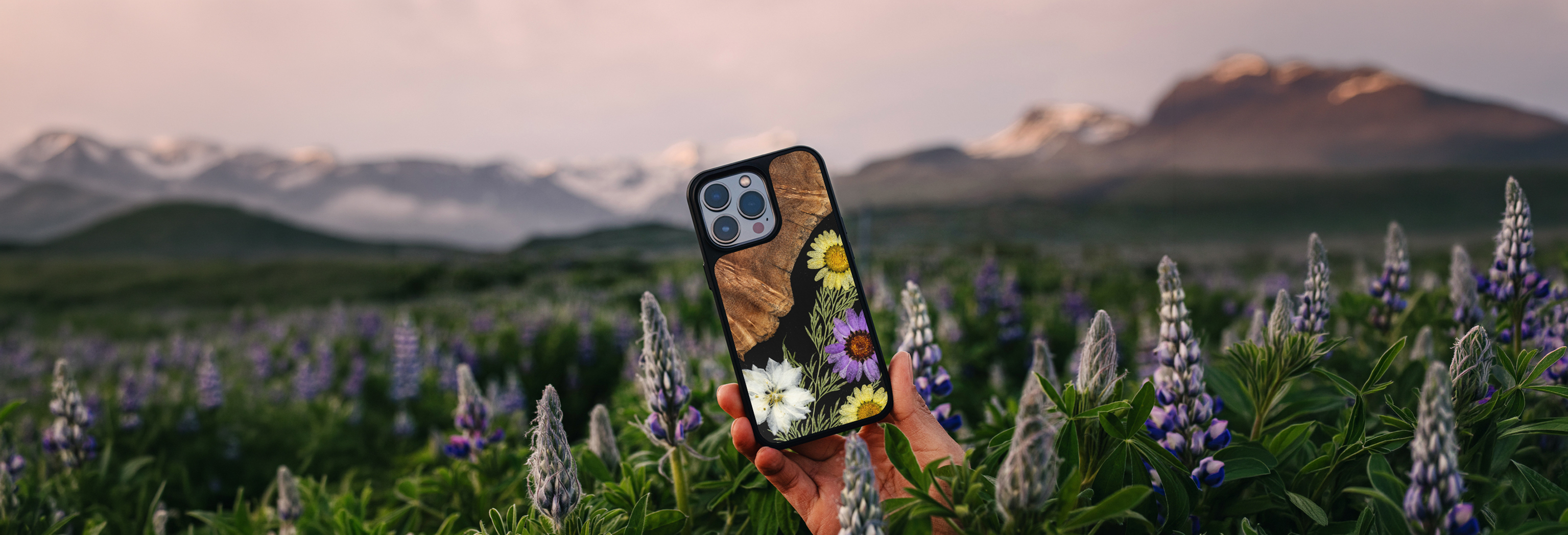 Bloom wood and resin phone cases