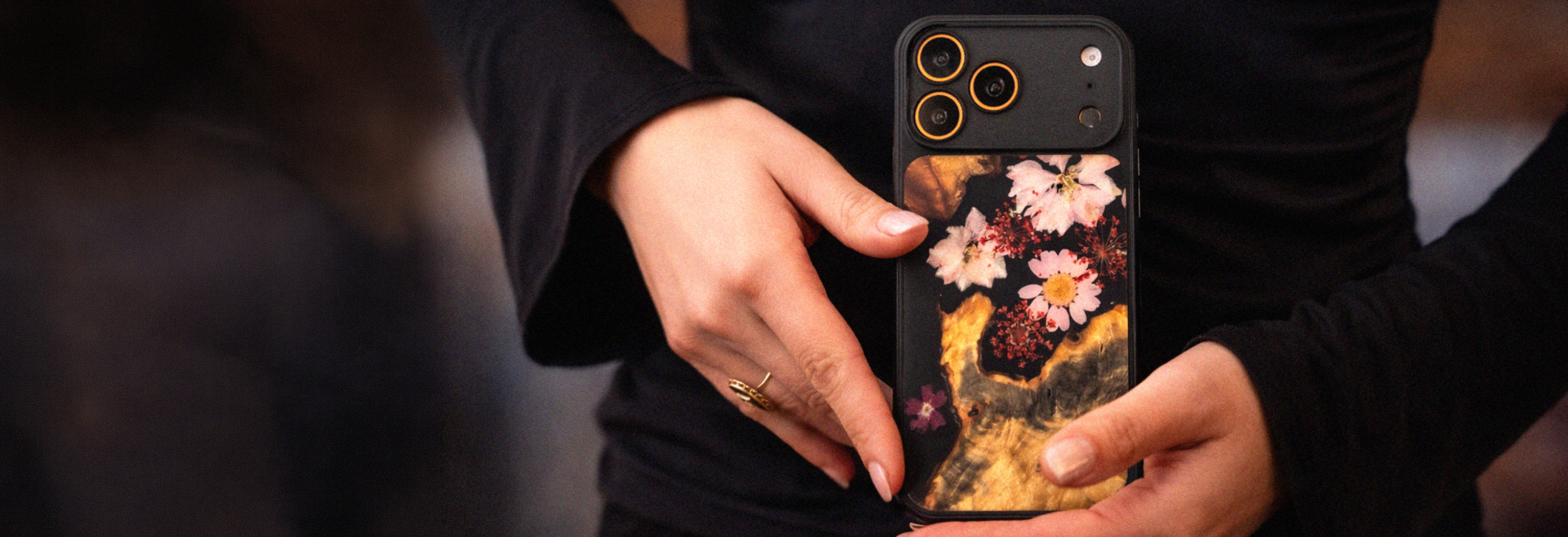 Bloom wood and resin phone cases