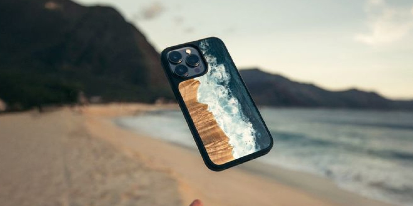 Coastal wood and resin phone cases