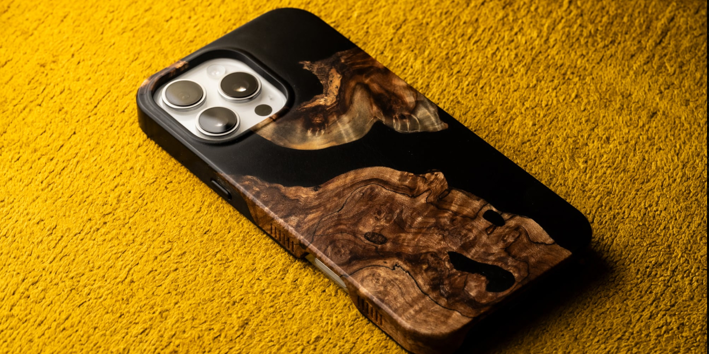 Wood Burl wood and resin phone cases