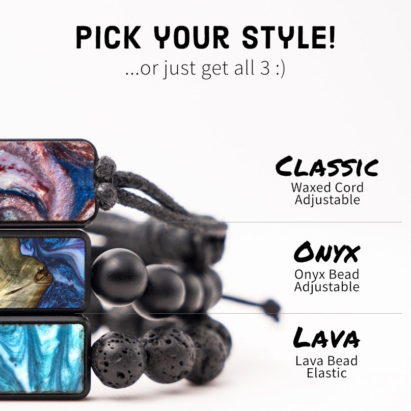 Lava Bead Wood Bracelet Marla (Pattern, 742879) Carved