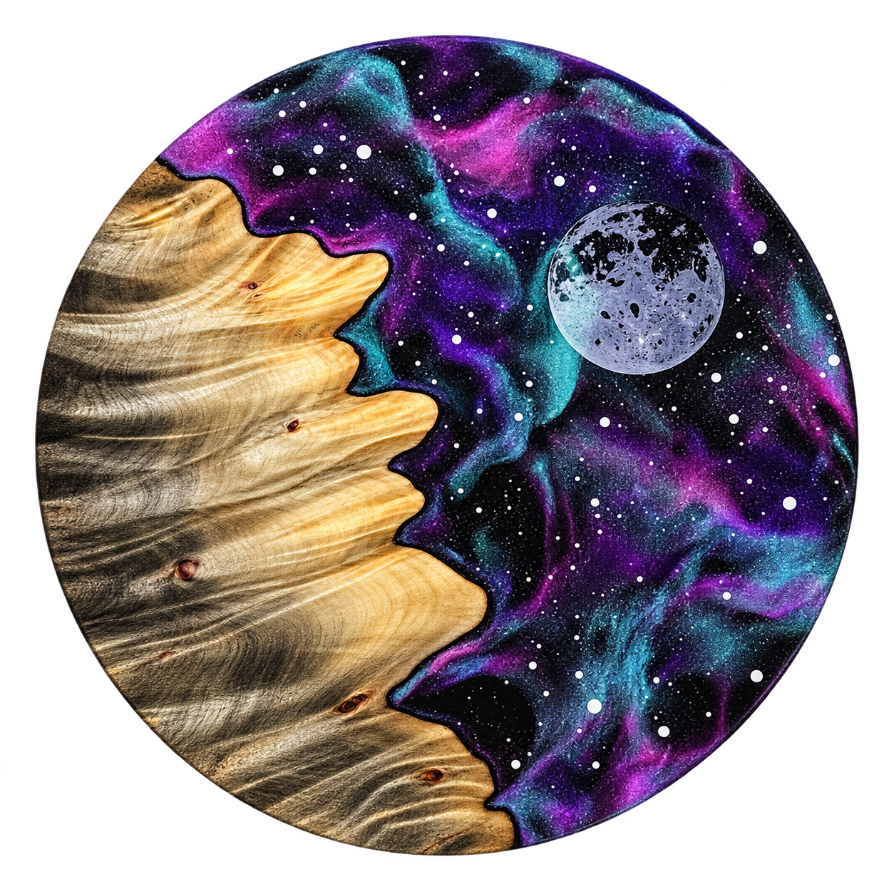 Cosmos Moon wood and resin phone cases